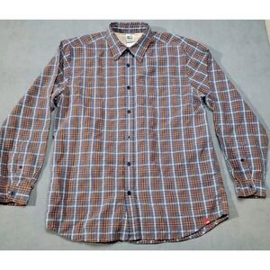 The North Face Shirt Mens Large Blue Orange Plaid Long Sleeve Outdoor Hiking